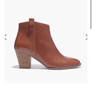MADEWELL The Billie Boot Italian Leather Brown Stacked Heeled Bootie Sz 6